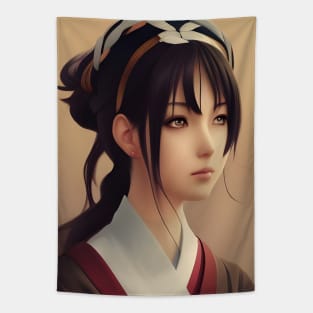 Beaux Animes Art...Beautiful Anime Girl with a Japanese uniform illustration Design Tapestry