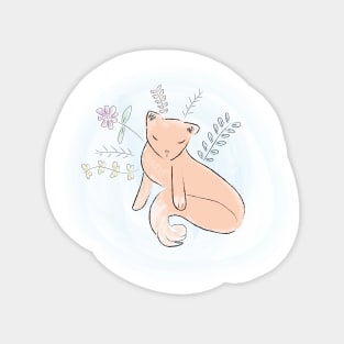 Cute Fox with Flowers Magnet