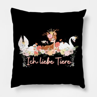 Hase Reh Schwan Liebe Tiere Prinzessin Blumen Süß Pillow