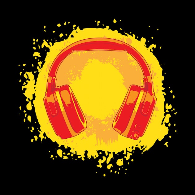 Headphones Art, Red & Yellow by Lusy