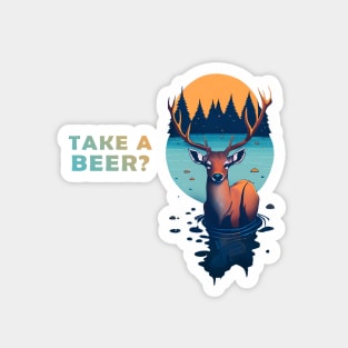 Classic Deer in the Lake Vintage Retro Beer Magnet