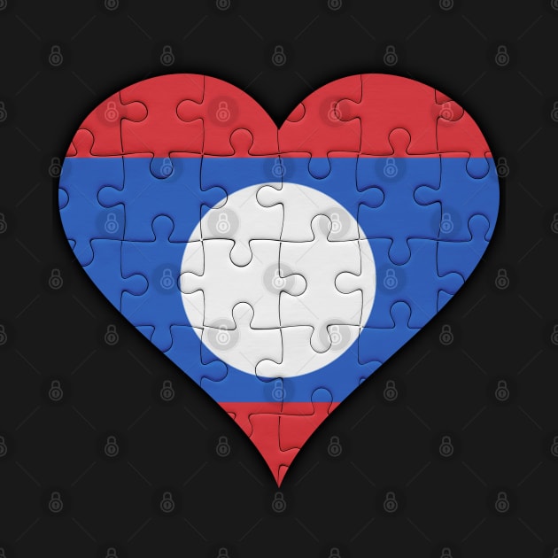 Lao Jigsaw Puzzle Heart Design - Gift for Lao With Laos Roots by Country Flags