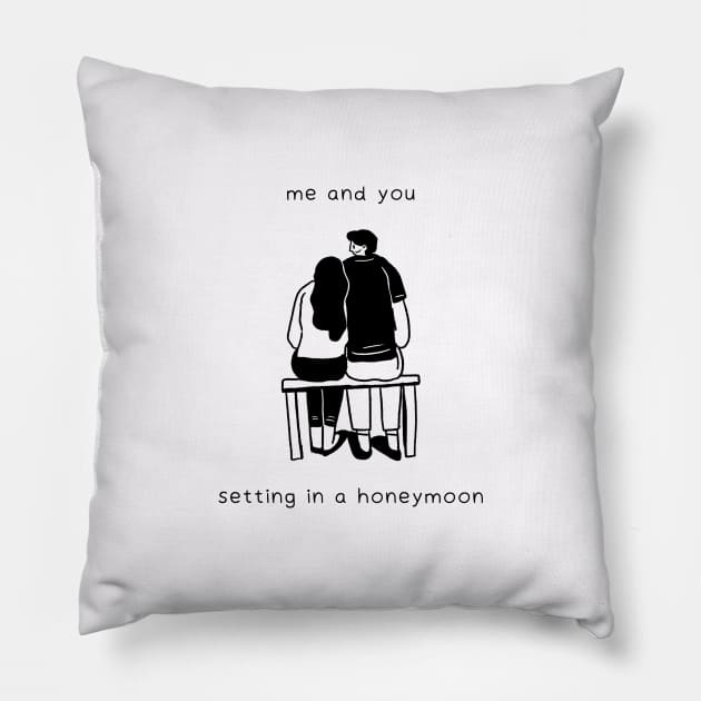 me and you setting in a honeymoon Pillow by netizen127