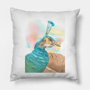 watercolor peacock Peafowl Pillow