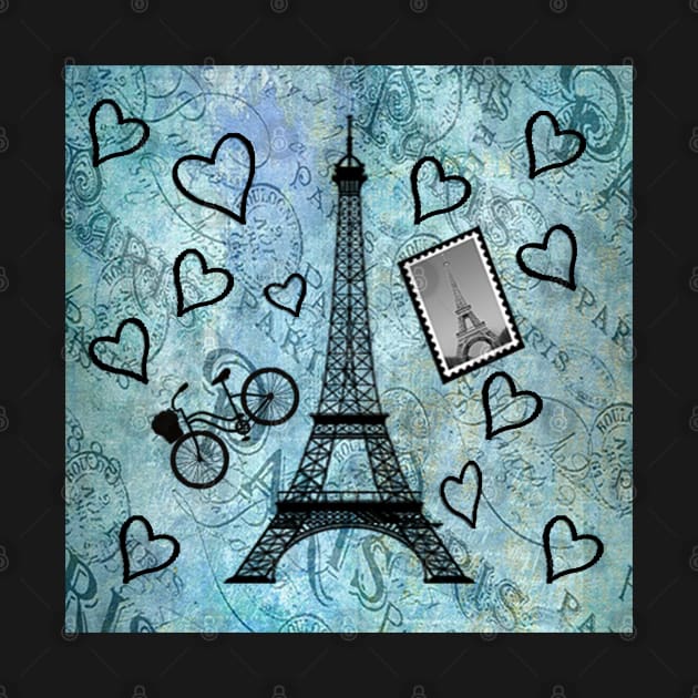 Paris Eiffel Tower Teal & Black Home Decor, Spiral Notebooks, Journals & Gifts by tamdevo1