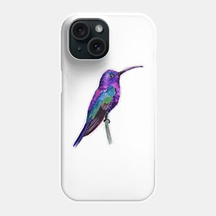 Violet Saberwing Hummingbird Watercolor Painting Phone Case