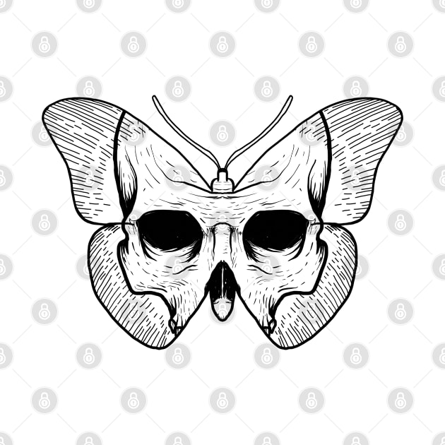 Skull Butterfly Black Ink by DeathAnarchy