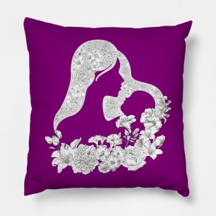 Sweet mother and child with white flowers Pillow