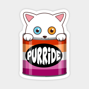 Funny White Cat Lesbian Pride Magnet