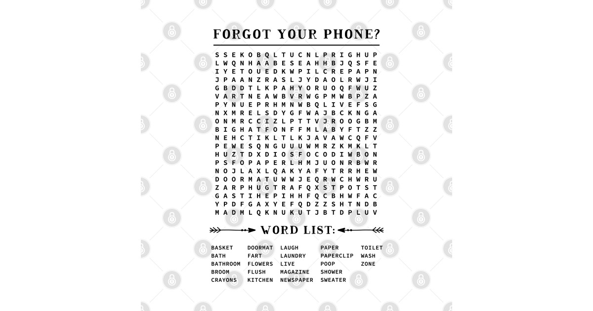 Fun Series: Forgot Your Phone Crossword (Bathroom Theme) Crossword