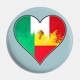 Mexican and Benin Heart Mix Heritage Flag Pin