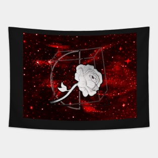 Geometric Galactic Rose (Red and Black) Tapestry