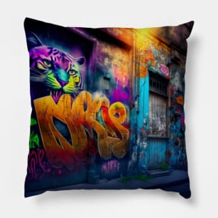 Graffiti Colourful on Wall Pillow