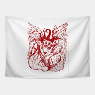 cursed lamb red transparent Tapestry