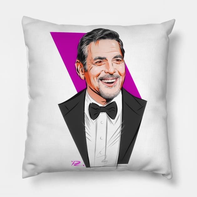 George Clooney - An illustration by Paul Cemmick Pillow by PLAYDIGITAL2020