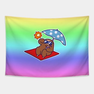 Summer Sloth Gradient Pastel Rainbow Tapestry