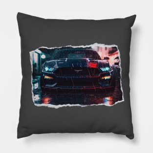 Mustang Inspired Glossy Black Sports Car Pillow