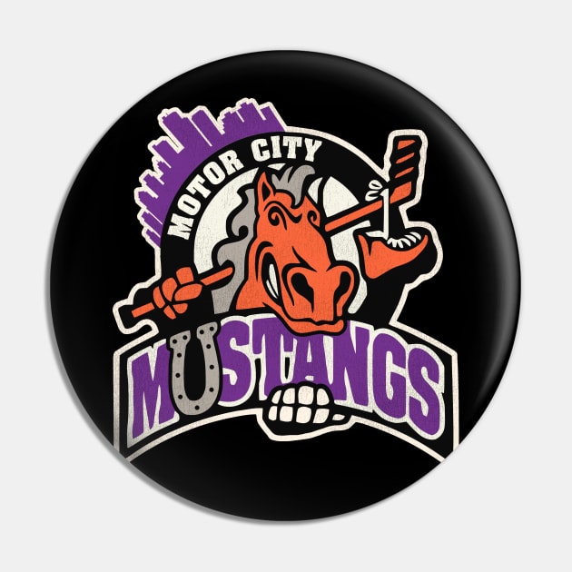 Defunct Detroit Motor City Mustangs Roller Hockey Pin by Defunctland