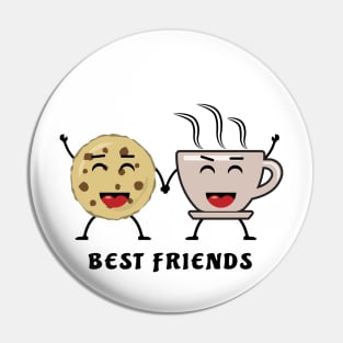 Best Friends - Cookie And Coffee - Funny Character Illustration Pin