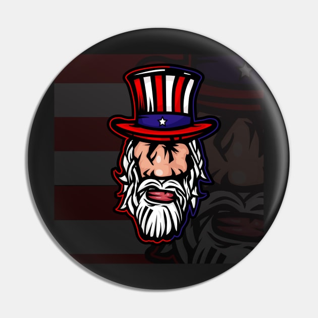 Cartoon Uncle Sam mascot Pin by ComPix