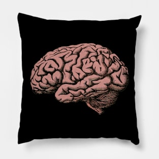 Retro Style Brain Illustration, Pop Art Pillow