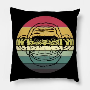 Retro Sunset Funny Chimp Face Pillow