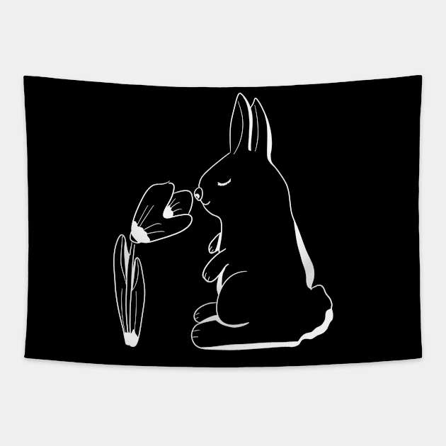 Bunny with flower Tapestry by Antiope