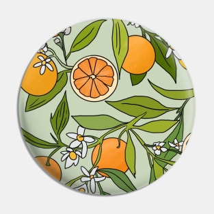 Oranges and Orange Blossom Floral Design Pin