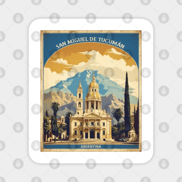 San Miguel de Tucuman Argentina Vintage Tourism Poster Magnet by TravelersGems