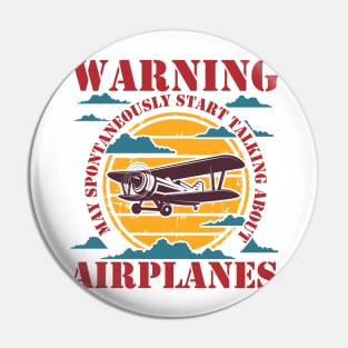 WARNING MAY SPONTANEOUSLY START TALKING ABOUT AIRPLANES RETRO SUNSET Pin