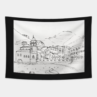 Cinque Terre Line Art Tapestry