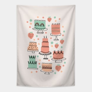 Retro Birthday Cakes Tapestry