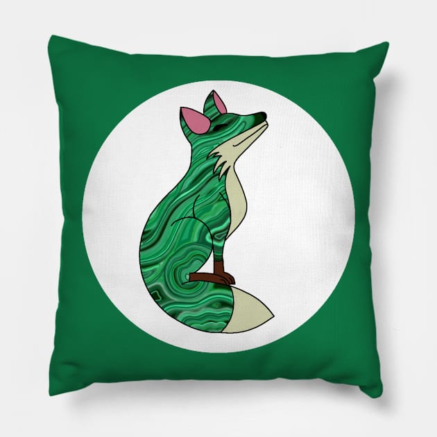 Happy Fox - Malachite Pillow by A Rickety Ninja