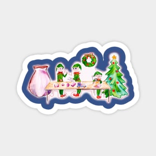 Santa's elves working Magnet