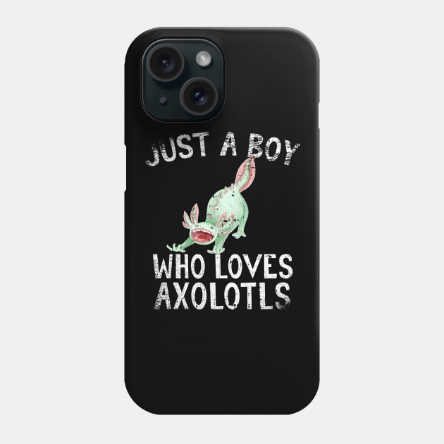 Just A Boy Who Loves Axolotls Phone Case by simonStufios