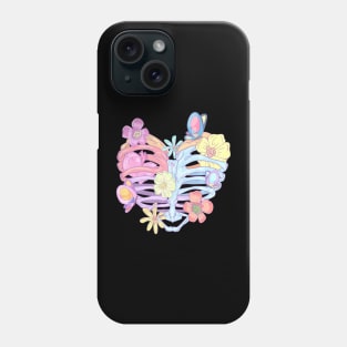 Ribcage pastel goth flowers butterflies Phone Case