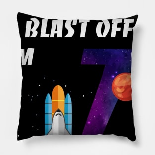 Outer Space Blast Off 7 Year Old 7th Birthday Party Pillow