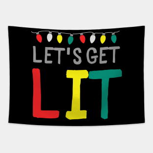 Funny Hanukkah Let's Get Lit Chanukah Funny Jewish Holiday Tapestry