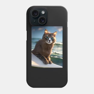 Cat Surfing - Modern Digital Art Phone Case