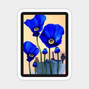 STYLISH BLUE POPPY Magnet