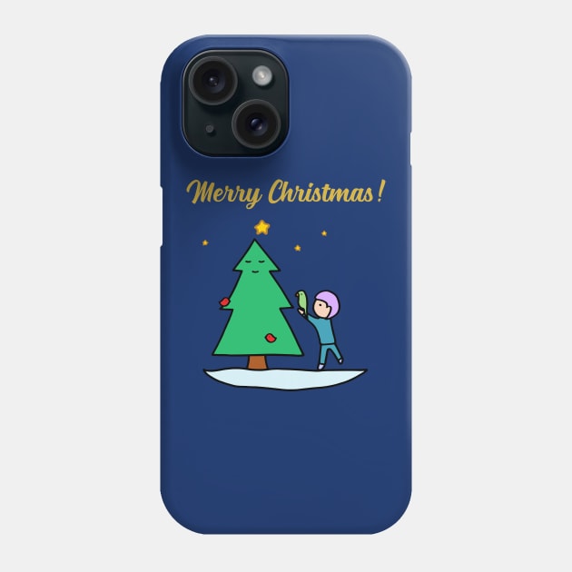 Merry Christmas - Sustainable Tree (Dark Blue) Phone Case by ImperfectLife