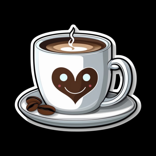 Happy cute coffee cup smiling in heart by AhmedPrints