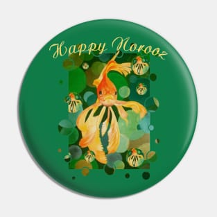 Happy Norooz Cat New Year Goldfish In Green Sea Pin