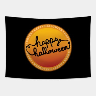 Happy Halloween Handwritten Circle Design Tapestry