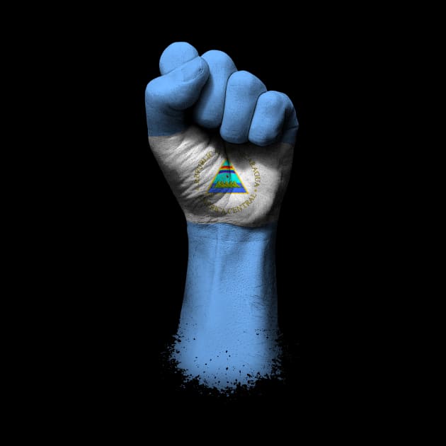 Flag of Nicaragua on a Raised Clenched Fist by jeffbartels