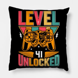 Level 41 Unlocked Awesome Since 1982 Funny Gamer Birthday Pillow