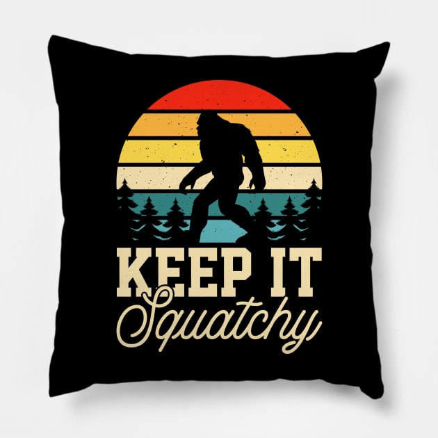 Keep it Squatchy BIgfoot Funny Gift Pillow by Teewyld