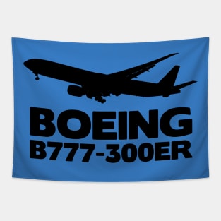 Boeing B777-300ER Silhouette Print (Black) Tapestry