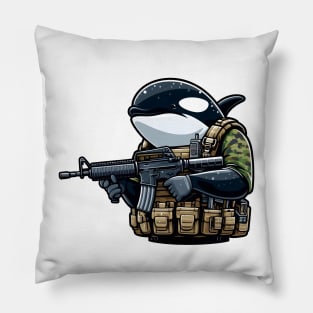 Tactical Orca Majesty Tee: Where Strength Meets Oceanic Elegance Pillow