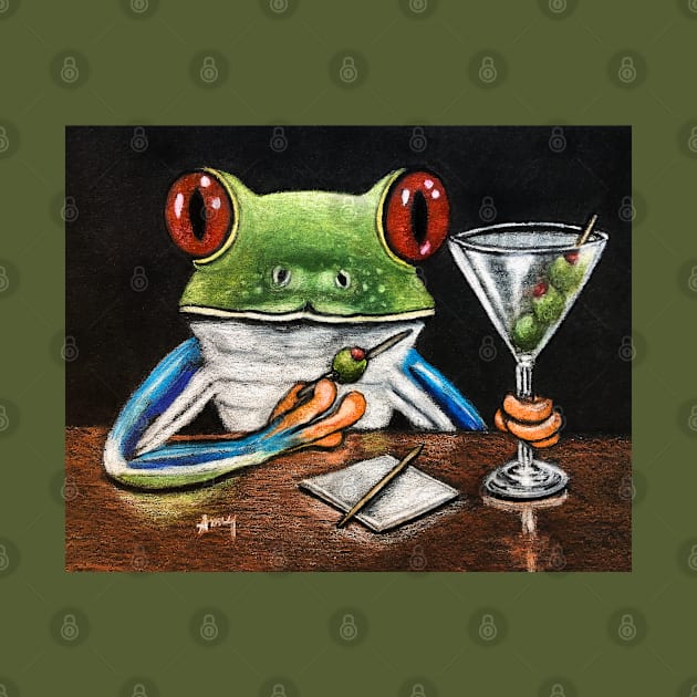 "Martini Frog" - Frogs After Five collection by GardenPartyArt